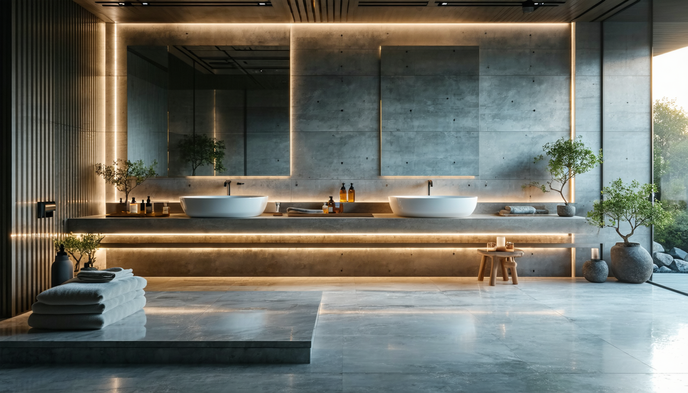 découvrez comment le béton ciré transforme votre salle de bain en 2025 avec son style élégant et contemporain. cette tendance moderne offre une esthétique unique et une facilité d'entretien, idéale pour créer un espace à la fois fonctionnel et design.